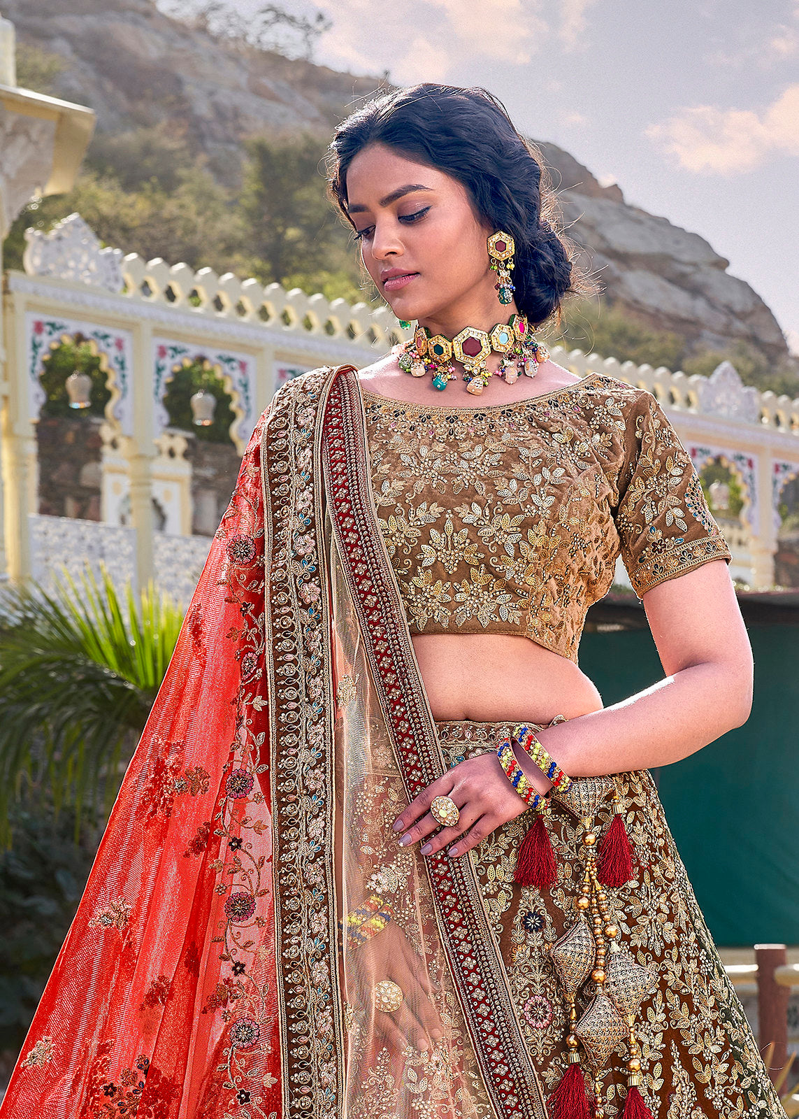 Bridal Velvet Hand Crafted Lehenga Choli