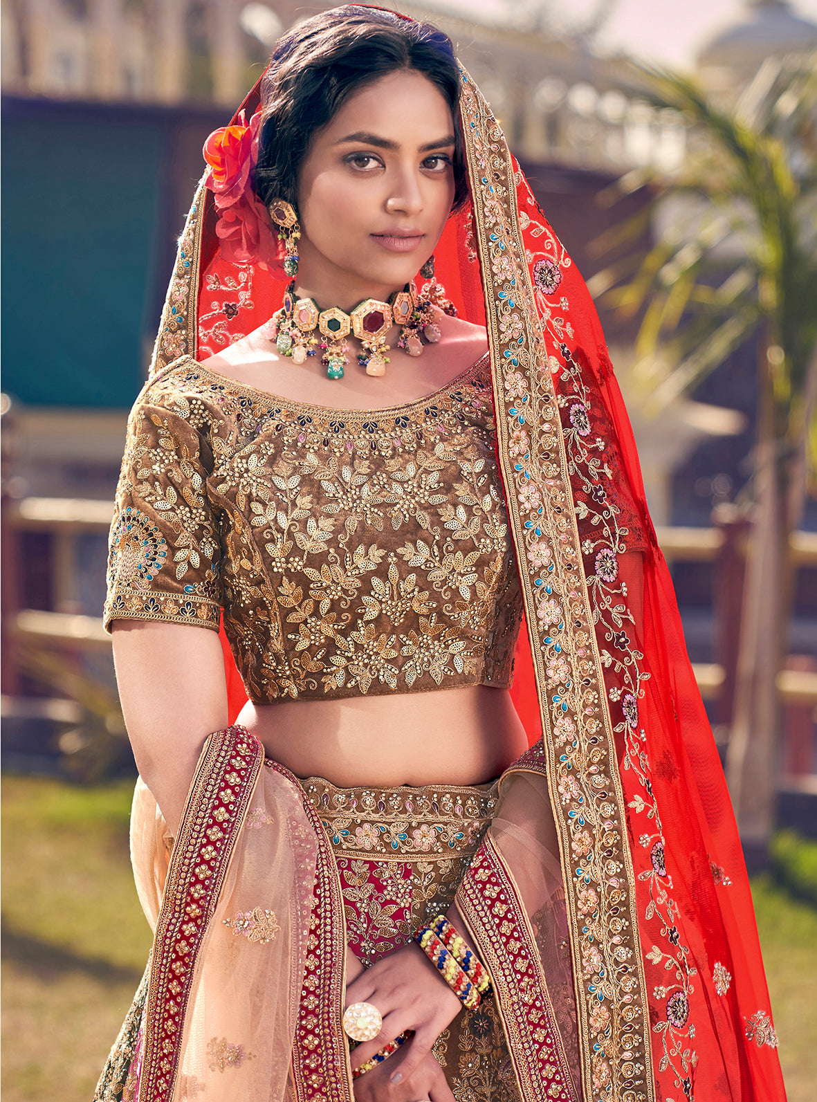 Bridal Velvet Hand Crafted Lehenga Choli