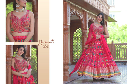 Pure Jacquard Silk Patola Printed Lehenga Choli Set