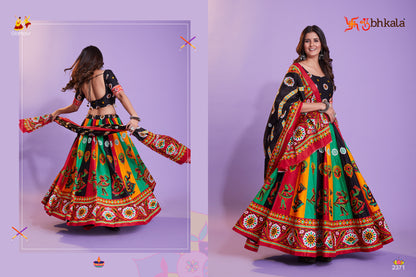 Black Hand Block Printed Chaniya Choli Navratri Collection