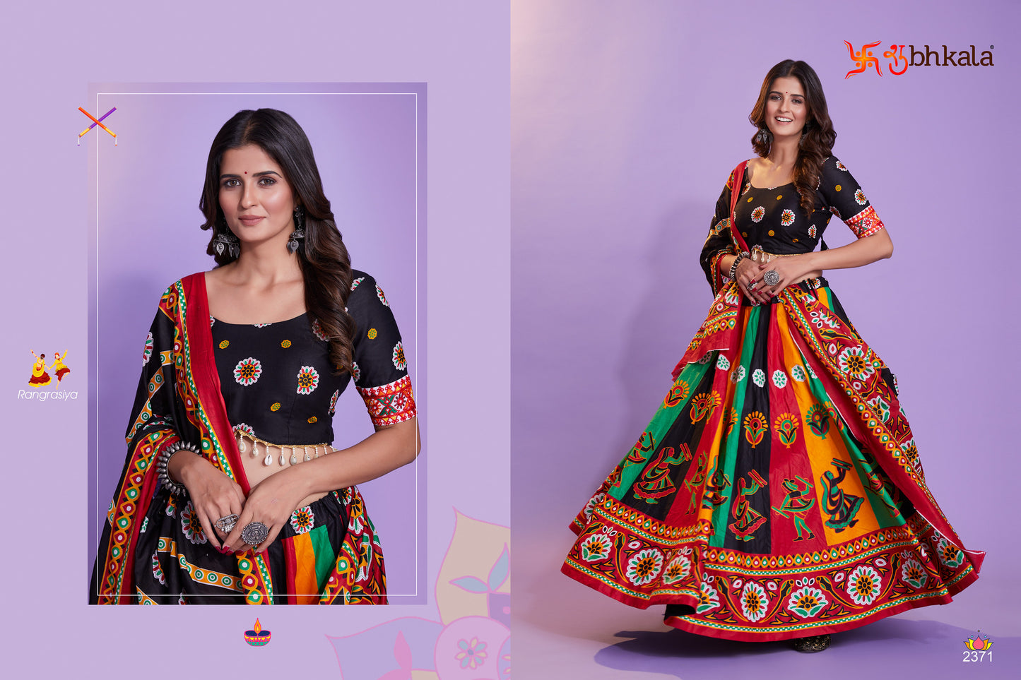 Black Hand Block Printed Chaniya Choli Navratri Collection