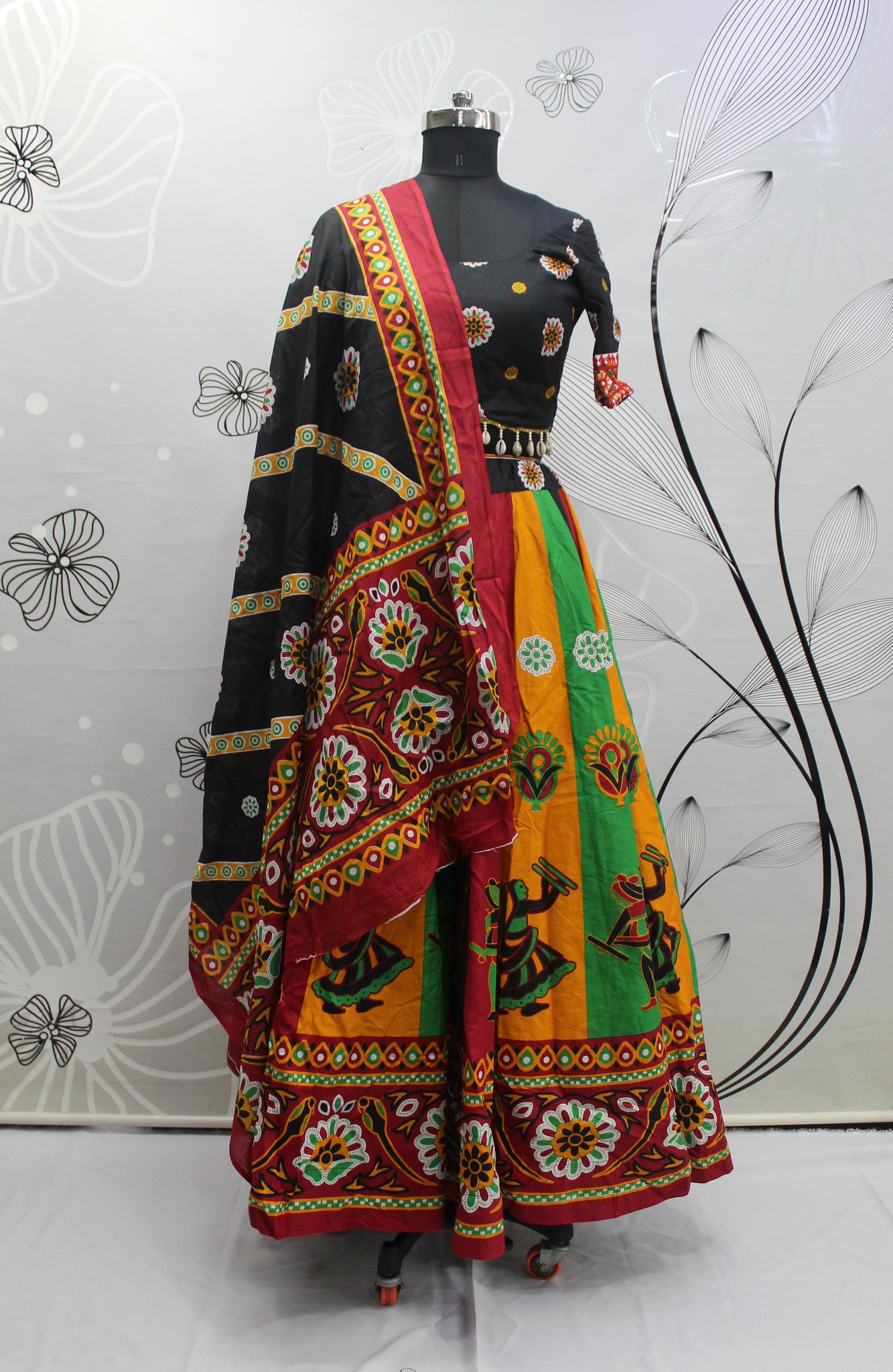 Black Hand Block Printed Chaniya Choli Navratri Collection