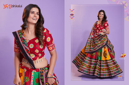 Red Hand Block Printed Chaniya Choli Navratri Collection