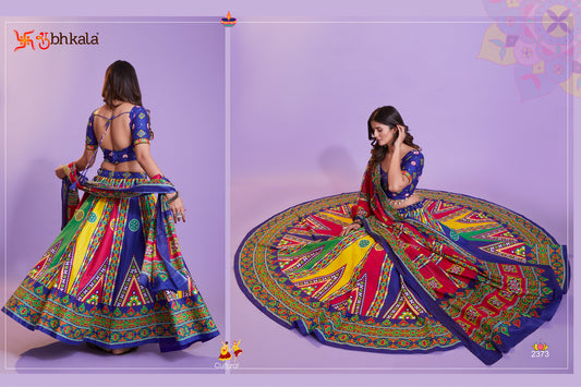 Blue Hand Block Printed Chaniya Choli Navratri Collection