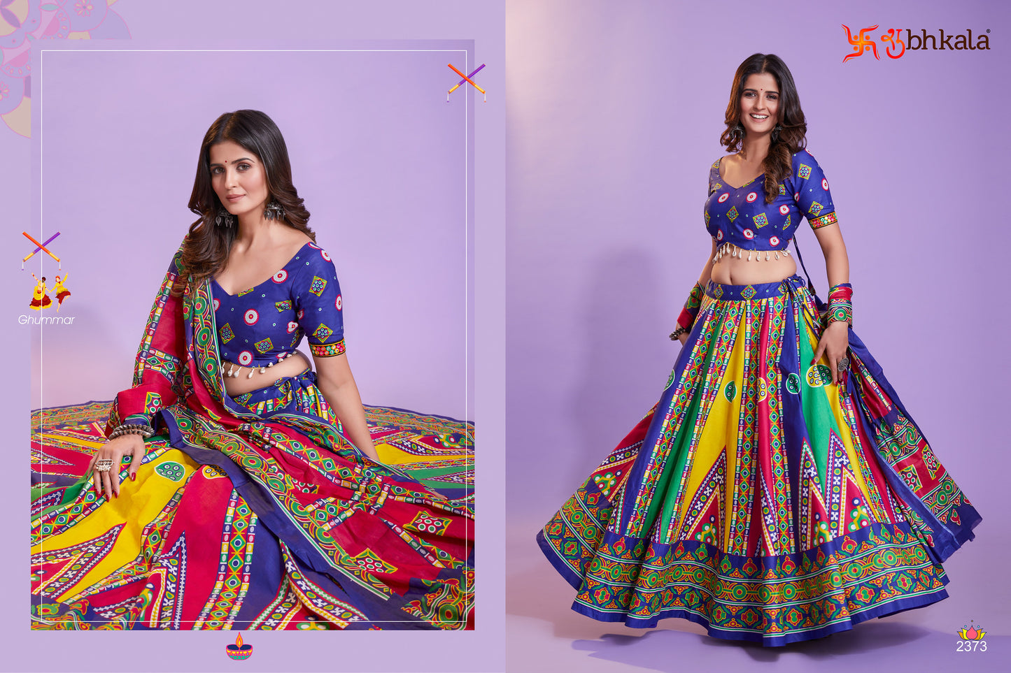 Blue Hand Block Printed Chaniya Choli Navratri Collection