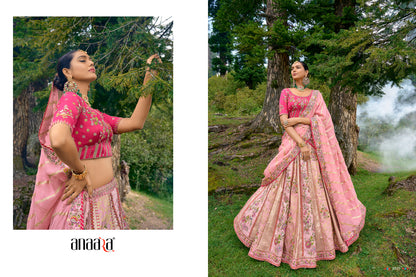 Baby Pink Pure Silk Embroidered Lehenga Choli Set