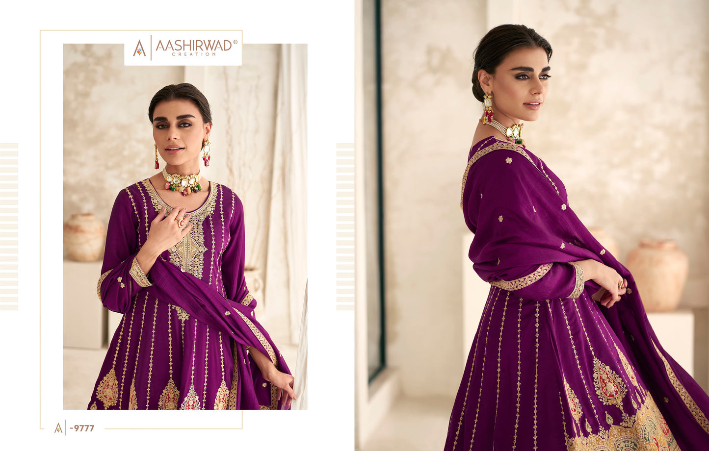 Purple Premium Silk Embroidered Salwar Suit