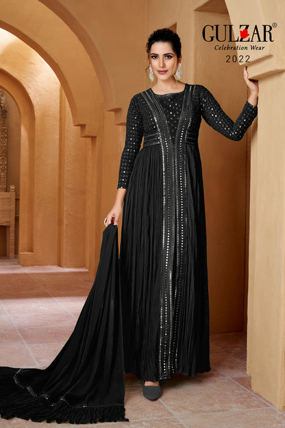 Black Geogette Gown with Lucknowi Mirror Work