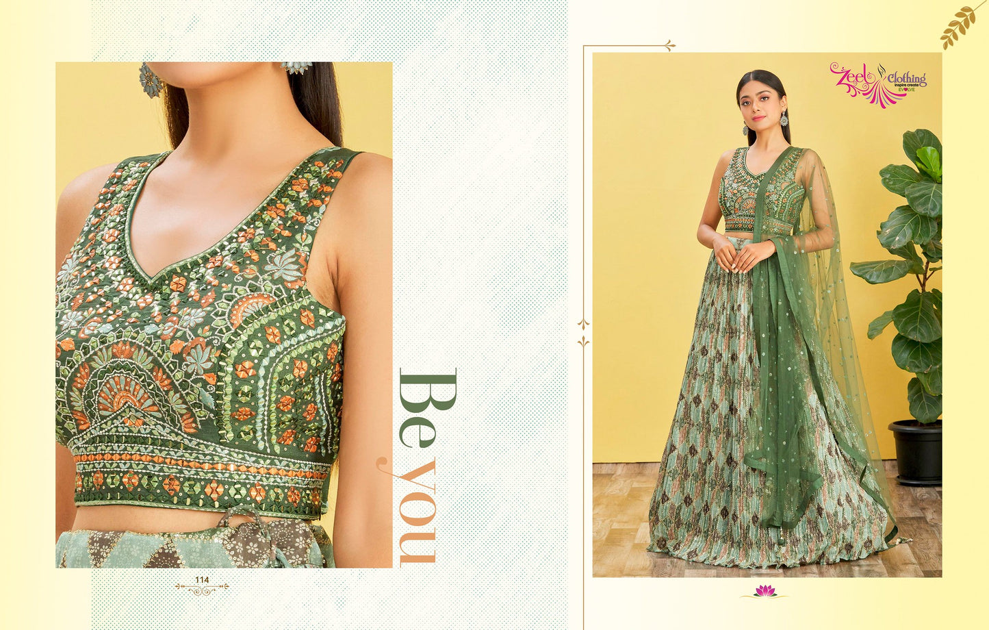 Bottle Green Embroidered Organza Lehenga Choli Set