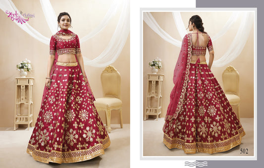 Maroon Embroidered Art Silk Lehenga Choli Set