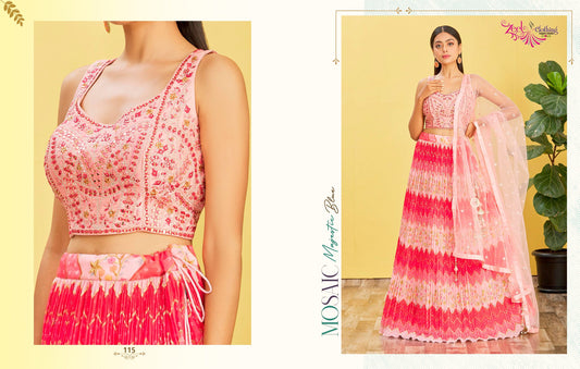 Pastel Pink Embroidered Organza Lehenga Choli Set