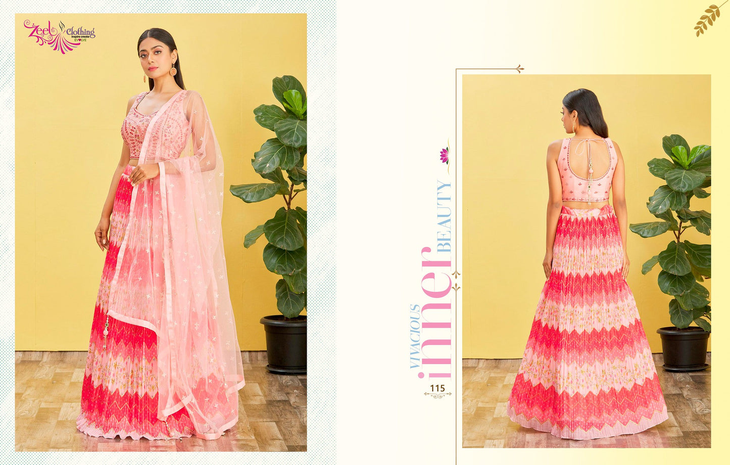 Pastel Pink Embroidered Organza Lehenga Choli Set