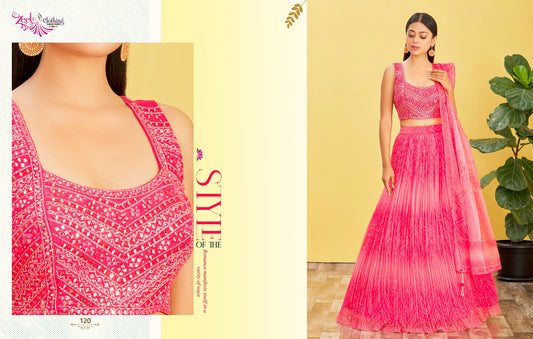 Pink Embroidered Organza Lehenga Choli Set