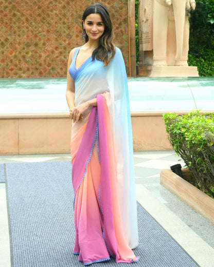 1 MIN READY TO WEAR SAREE BY ALIA BHATT Gradient Faux Georgette Saree