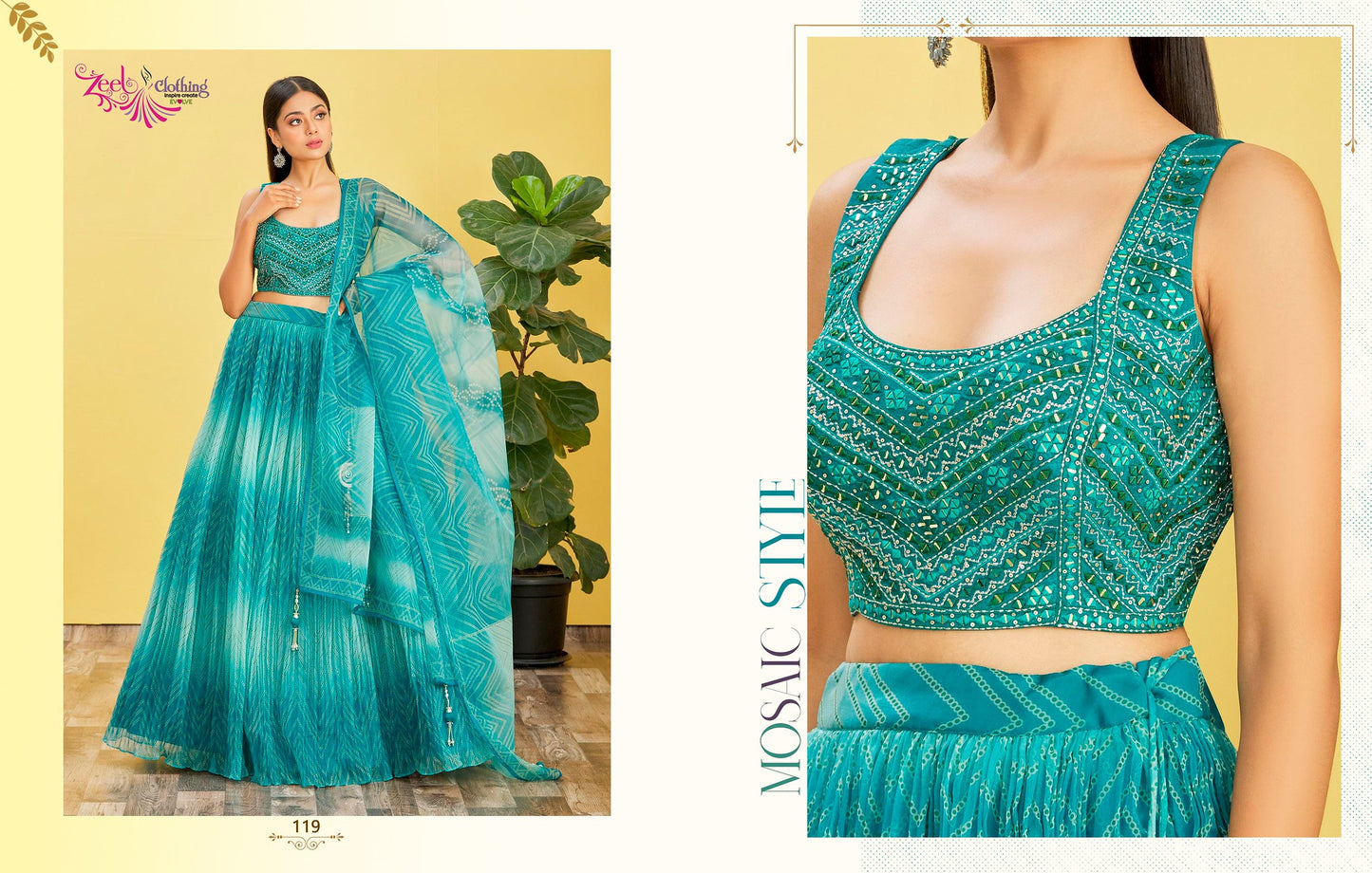 Sky Blue Embroidered Organza Lehenga Choli Set