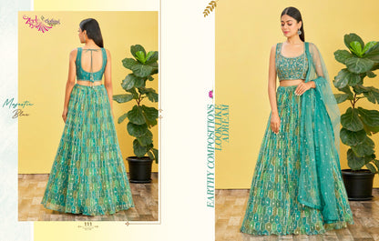 Turquoise Embroidered Organza Lehenga Choli Set