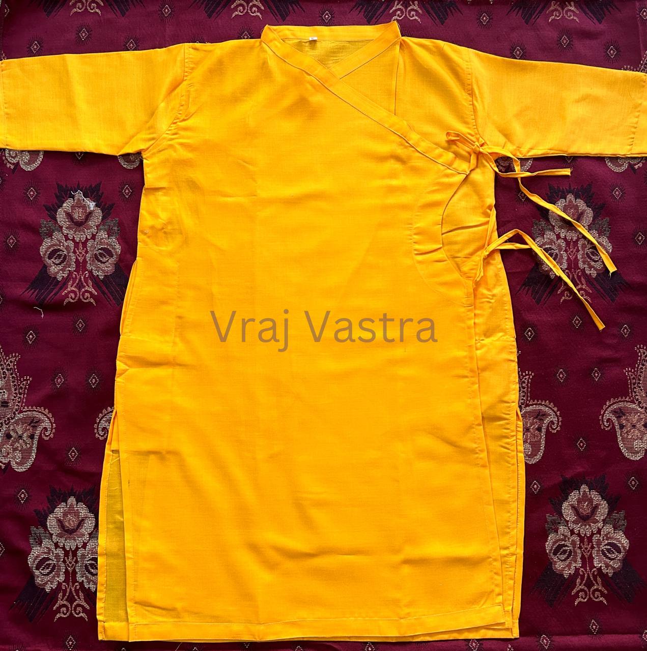 Men's Pure Cotton Yellow Bagal Bandi Kurta