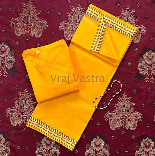 Men's Pure Cotton Orange Bagal Bandi with Orange Dhoti