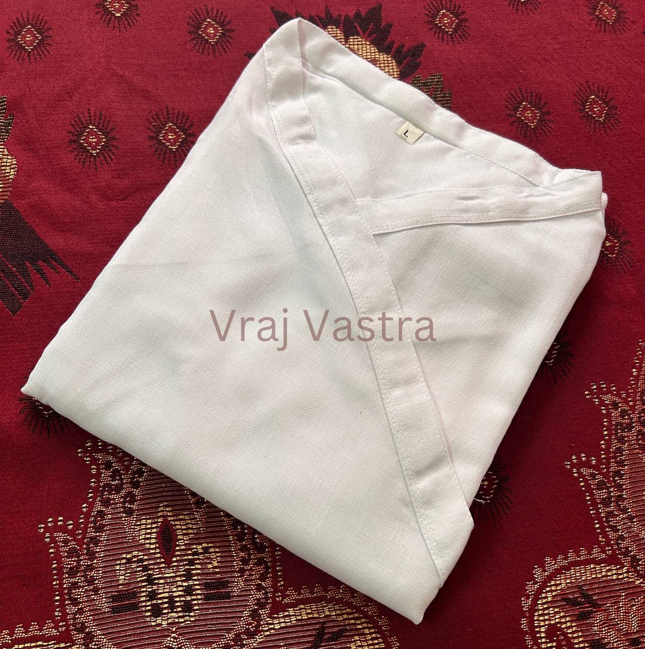 Men's Pure Cotton White Bagal Bandi Kurta