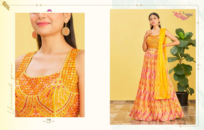 Yellow Embroidered Organza Lehenga Choli Set