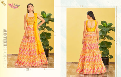 Yellow Embroidered Organza Lehenga Choli Set