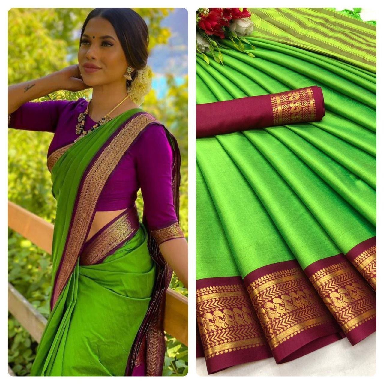 Pure Mercerized Cotton Silk Banarasi Saree