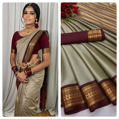 Pure Mercerized Cotton Silk Banarasi Saree