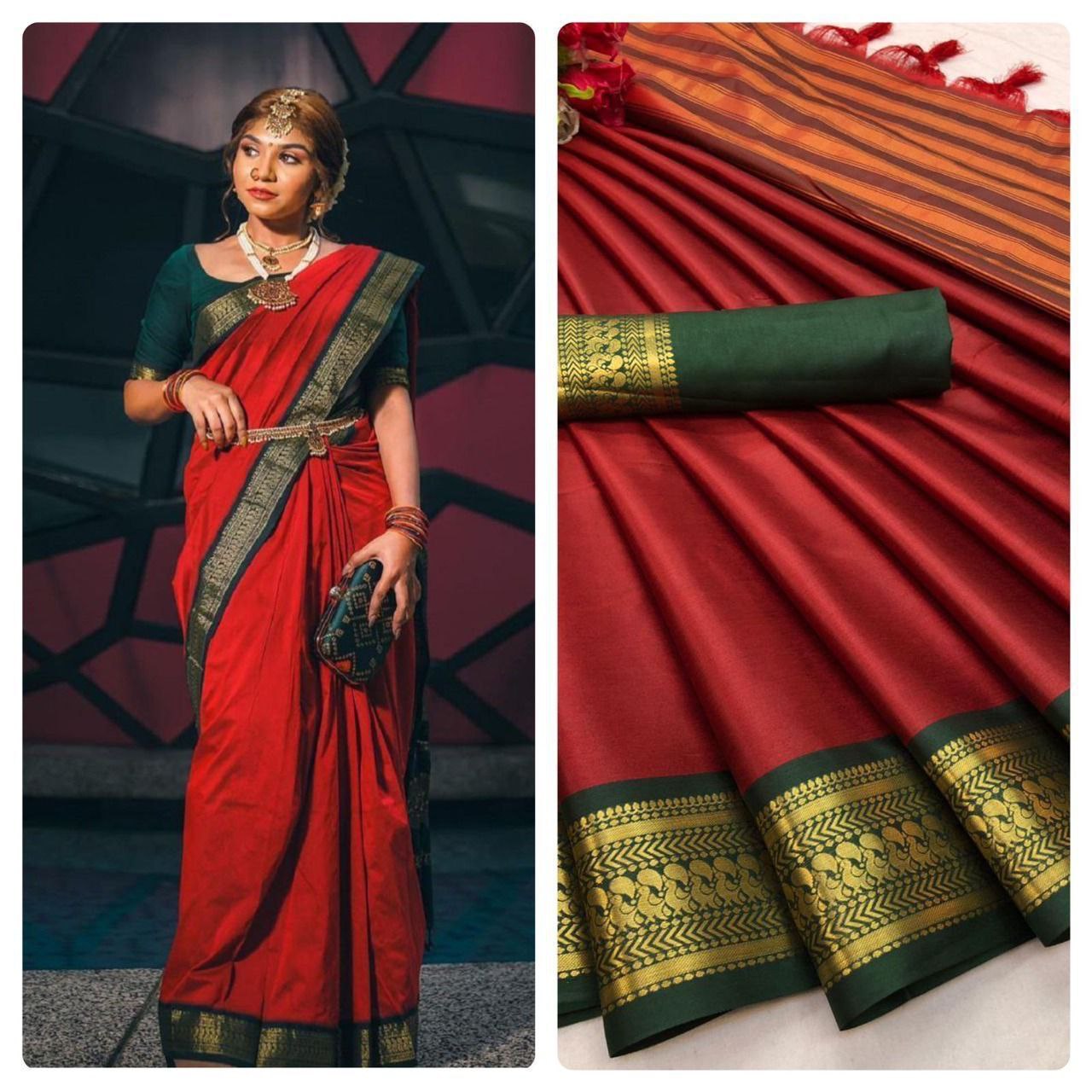 Pure Mercerized Cotton Silk Banarasi Saree