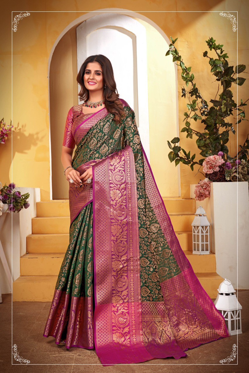 Kanchipuram Silk Saree with Zari Border