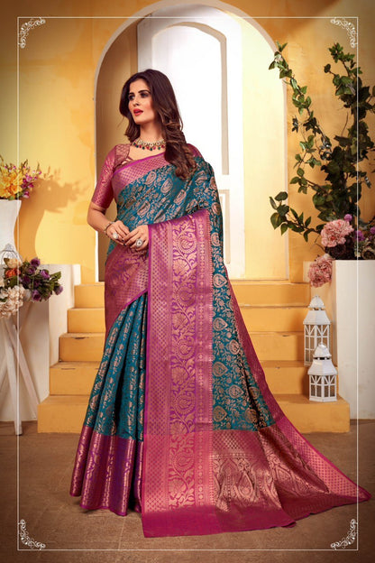 Kanchipuram Silk Saree with Zari Border