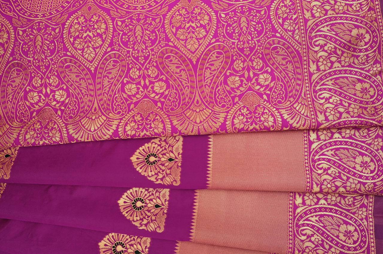 Purple Soft Litchi Silk Saree with Self Weaving Work