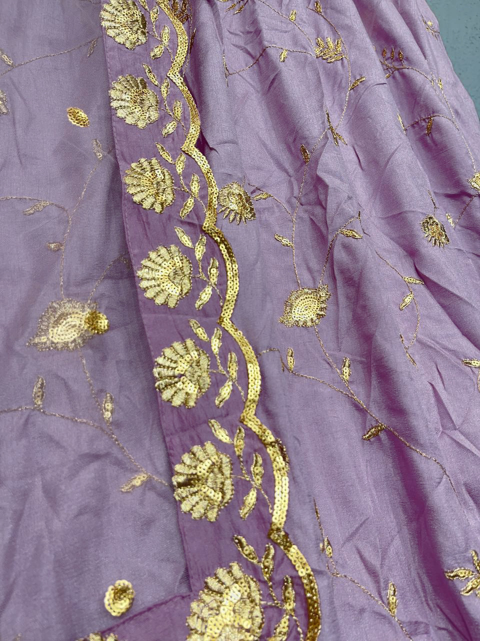 Lilac Art Silk Lehenga Set with Embroidery Work