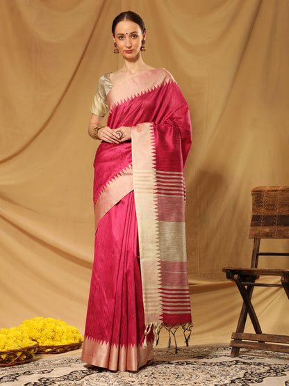 Pink Banglori Silk Saree with Contrast Pallu