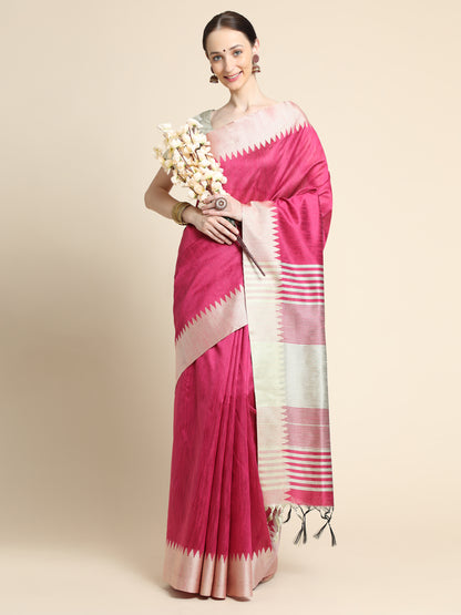 Pink Banglori Silk Saree with Contrast Pallu