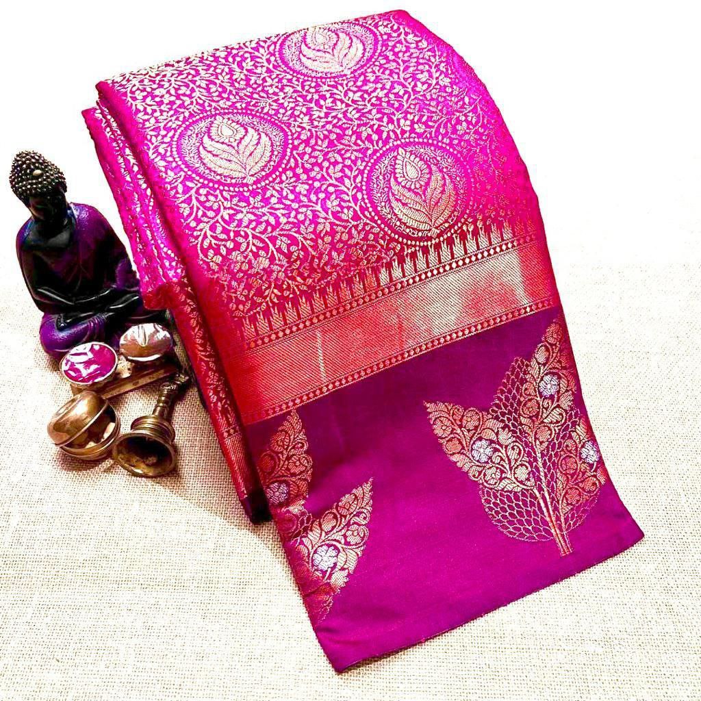 Soft Litchi Silk Saree with Jacquard Work