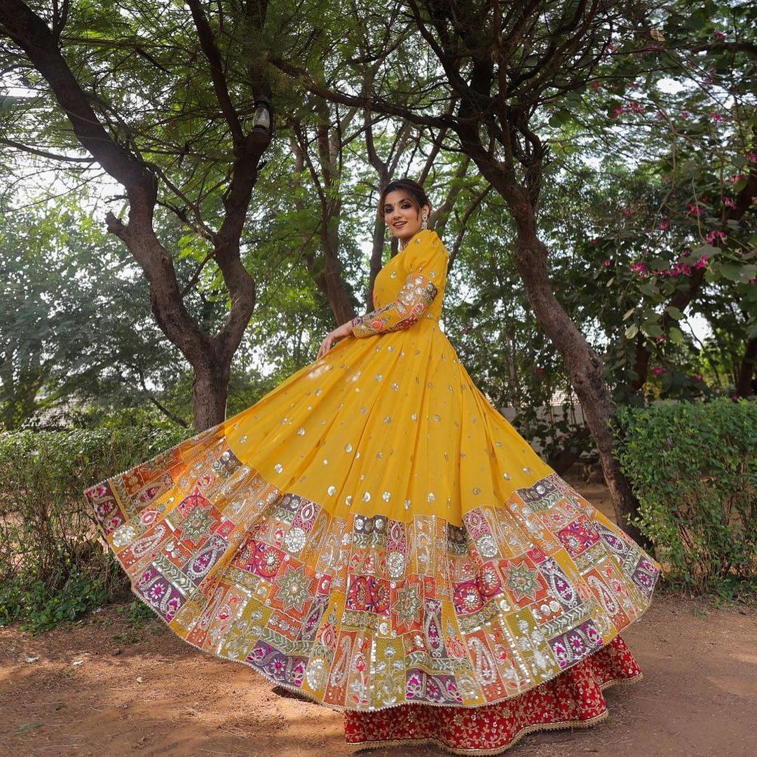 Faux Georgette Lehenga Choli Set with Koti Jacket