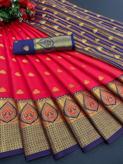 Litchi Silk Saree with Pure Zari Work