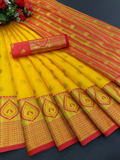 Litchi Silk Saree with Pure Zari Work