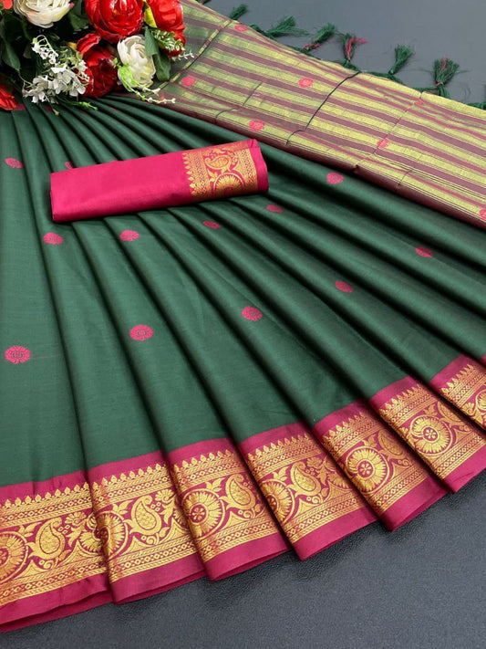 Pure Mercerised Cotton Silk Saree with Mango Motifs