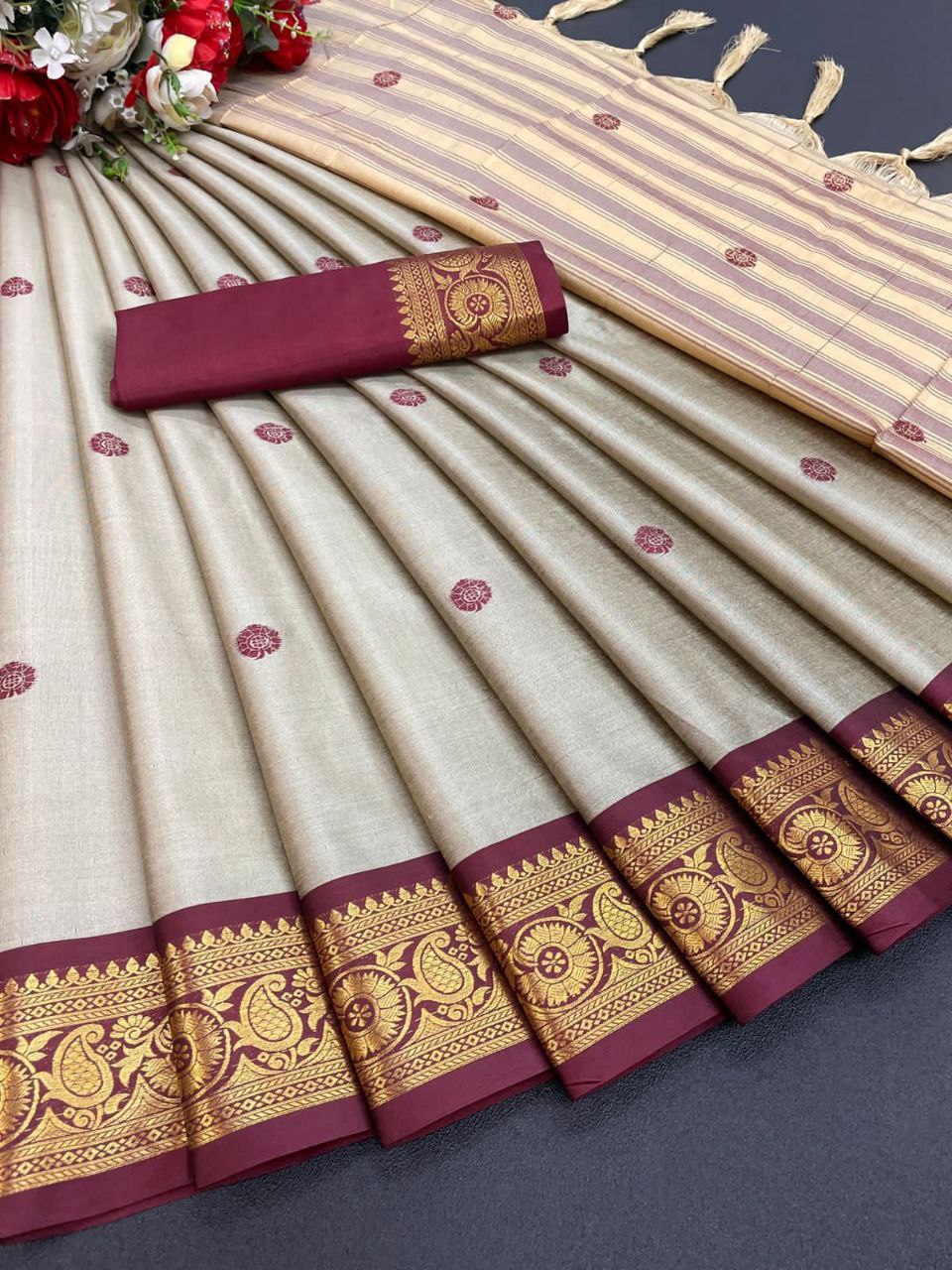 Pure Mercerised Cotton Silk Saree with Mango Motifs