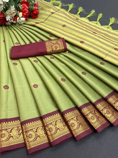 Pure Mercerised Cotton Silk Saree with Mango Motifs