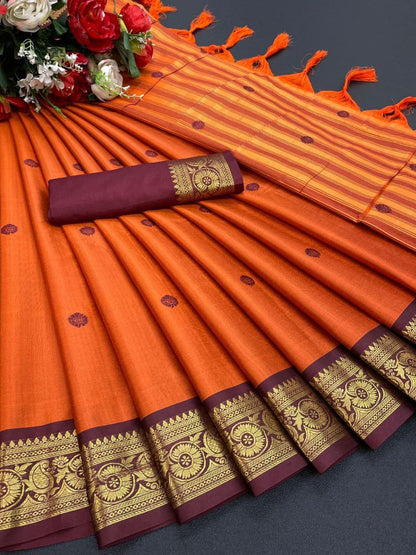 Pure Mercerised Cotton Silk Saree with Mango Motifs