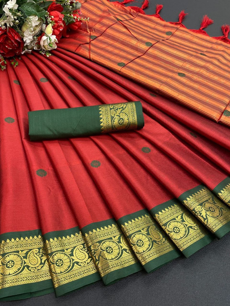 Pure Mercerised Cotton Silk Saree with Mango Motifs