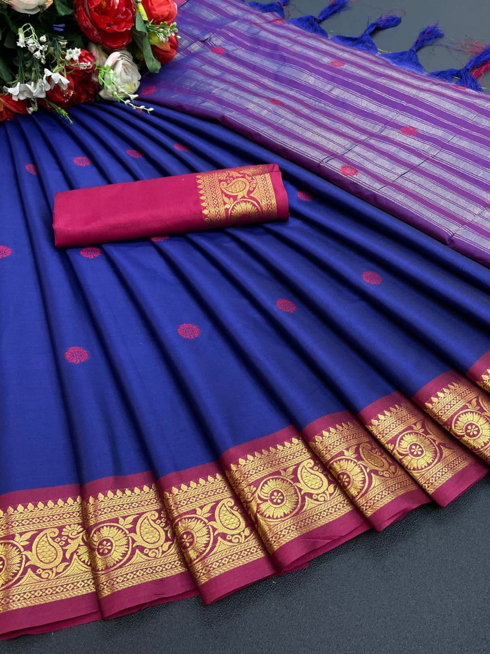 Pure Mercerised Cotton Silk Saree with Mango Motifs