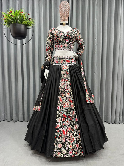 Black Embroidered Lehenga Choli Set