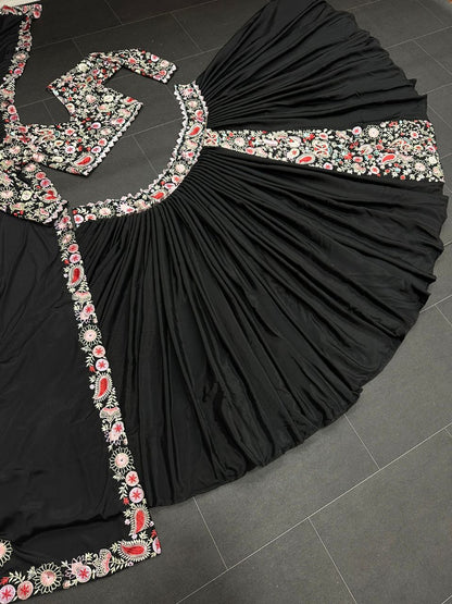 Black Embroidered Lehenga Choli Set