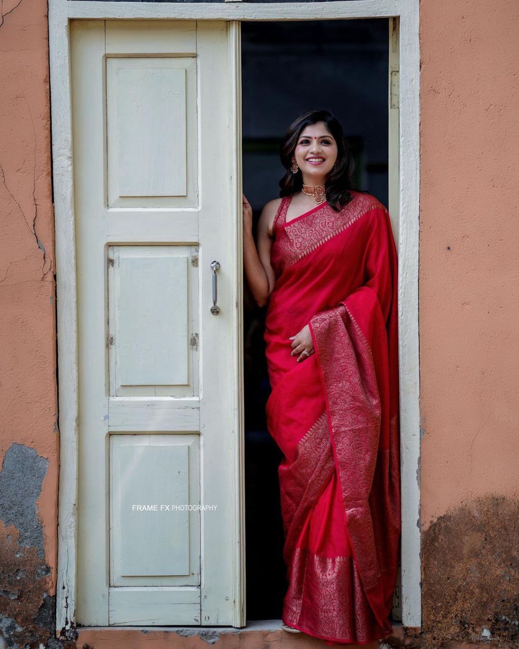 Red and Gold Soft Silk Saree with Zari Work